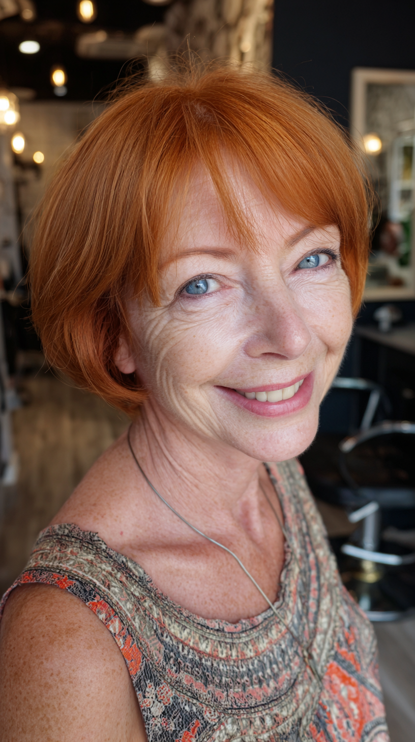 Vibrant Copper Textured Bob with Soft Layers