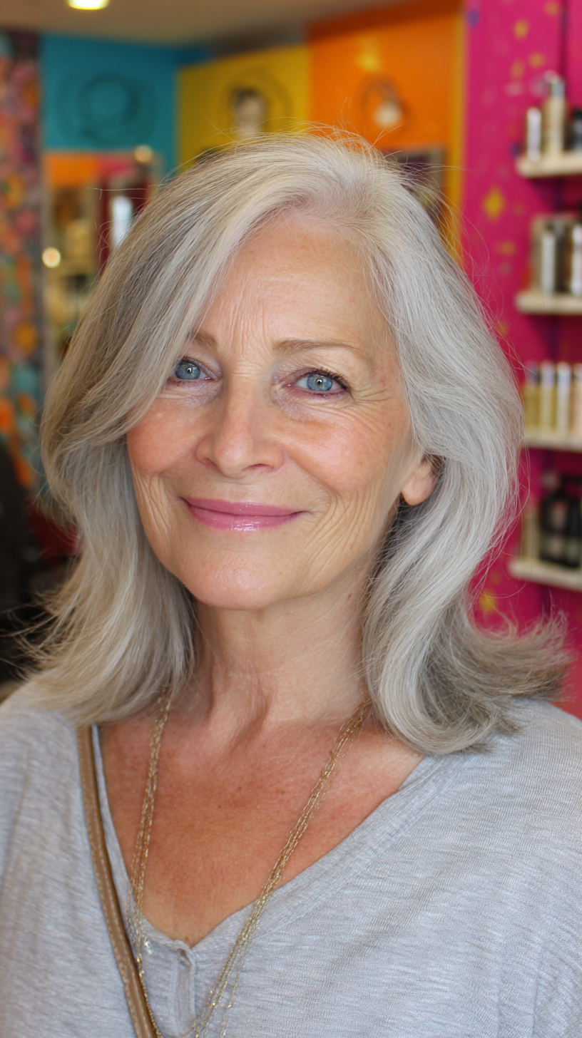 Effortless Silver Medium Cut with Soft Layers