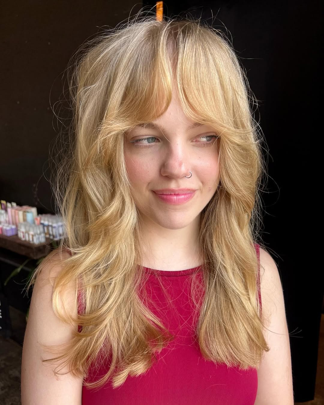 Playful Shag Cut with Feathered Bangs