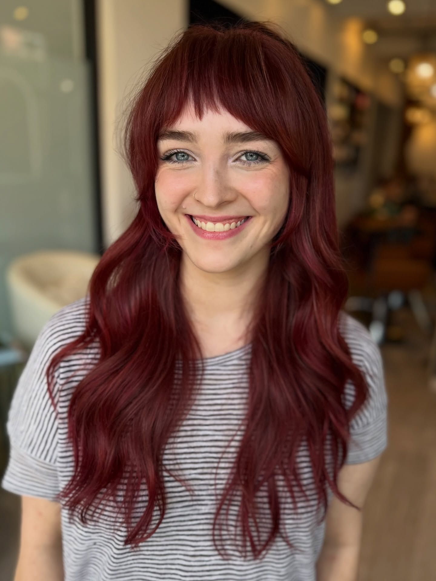Vibrant Long Shag Cut with Soft Bangs