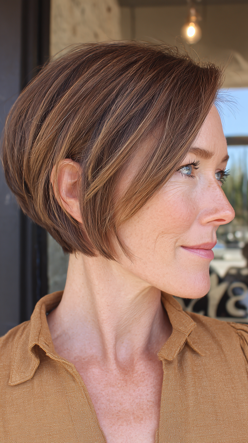 Modern Textured Bob with Subtle Highlights for Fine Hair