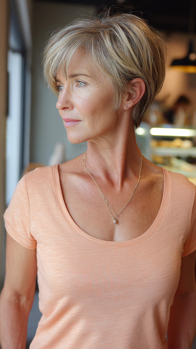 Softly Textured Short Cut with Wispy Bangs