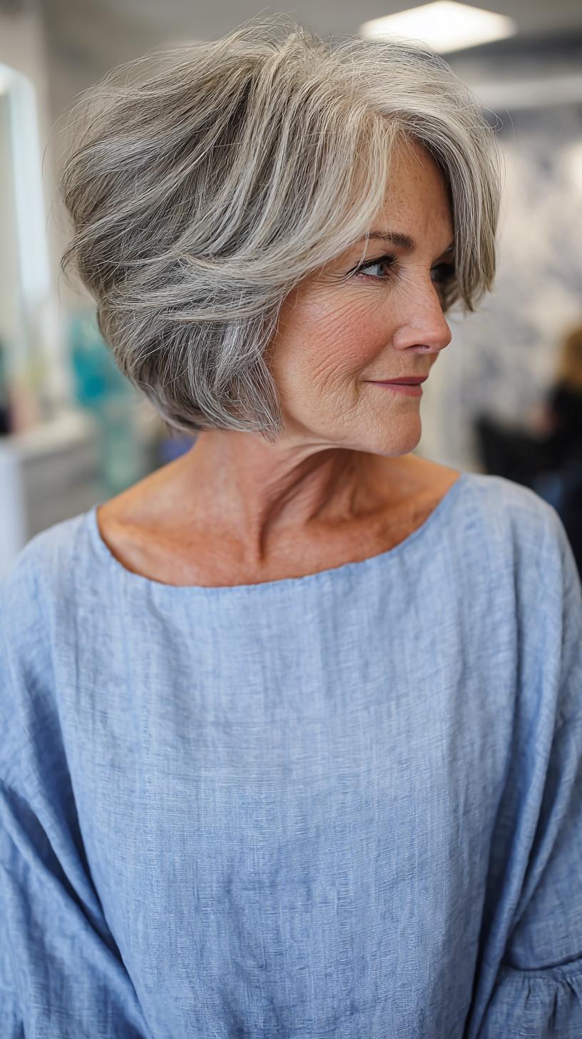 Textured Graduated Bob for Fine Hair
