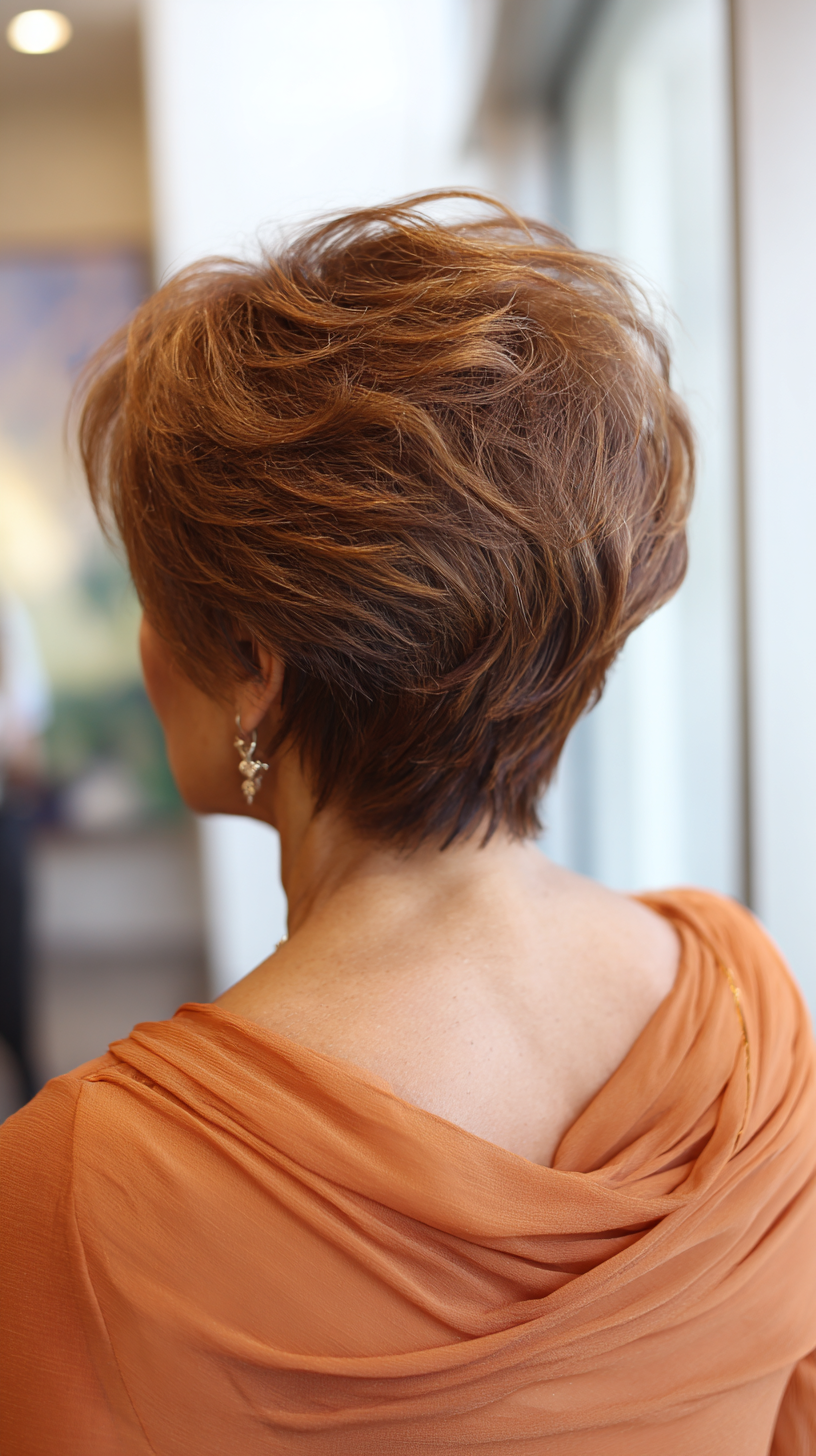Textured Short Copper Pixie with Volume