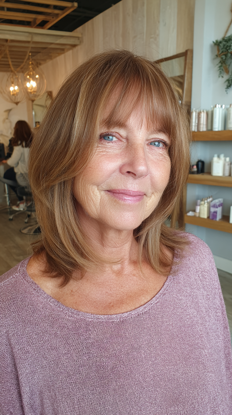 Softly Layered Medium Cut with Gentle Bangs