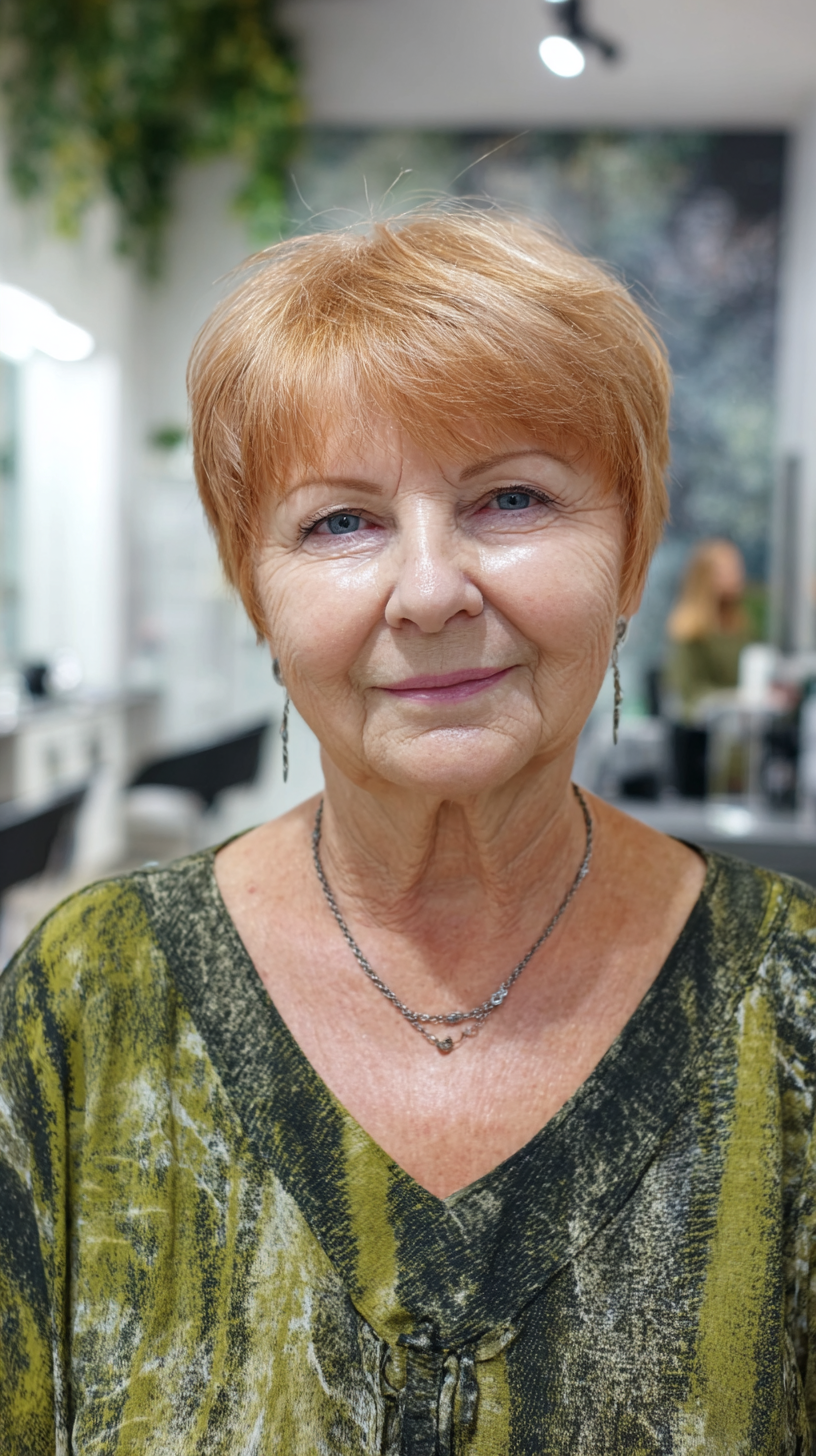 Chic Textured Copper Pixie with Soft Layers
