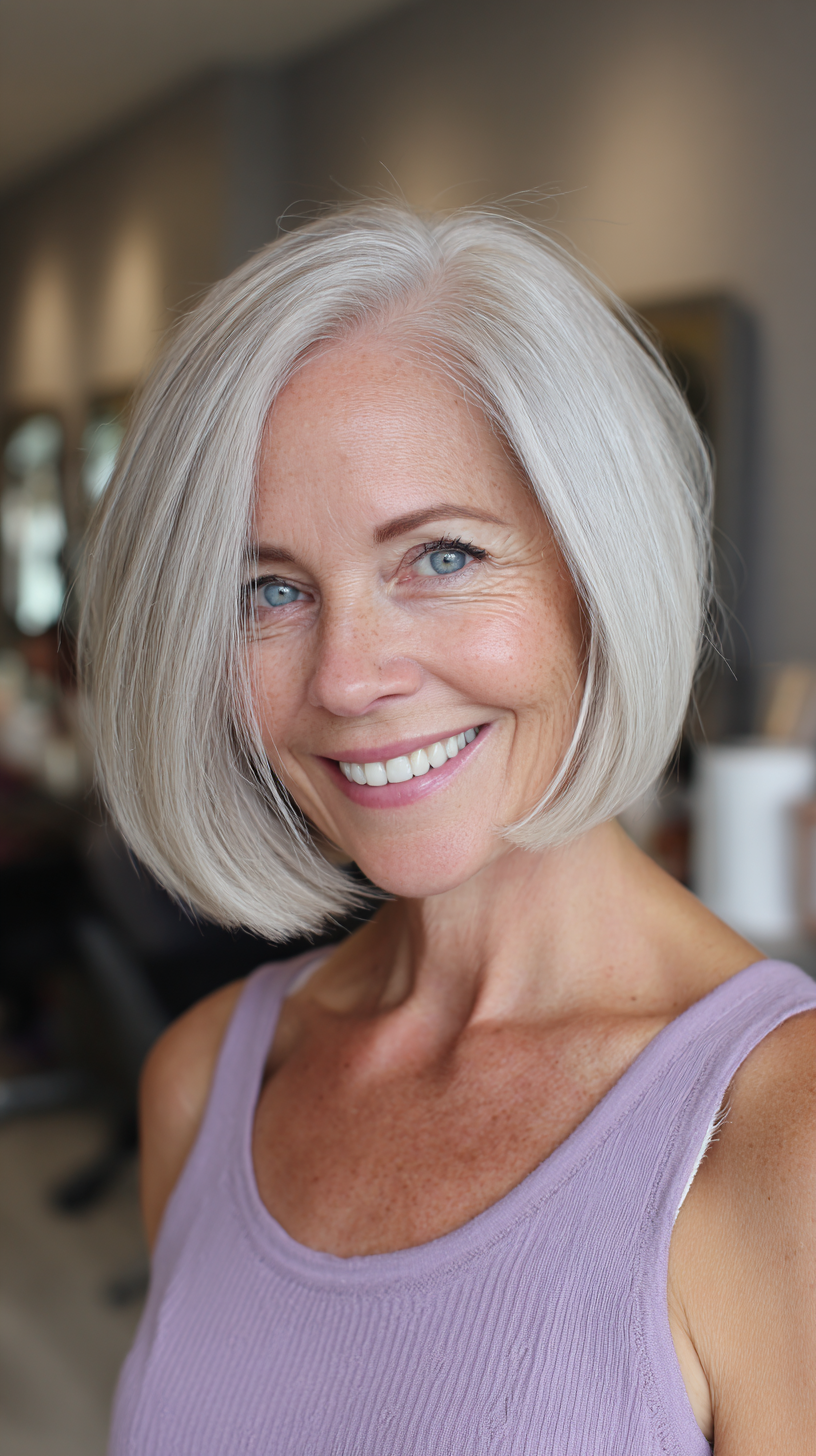 Chic Blunt Bob with Subtle Side Part