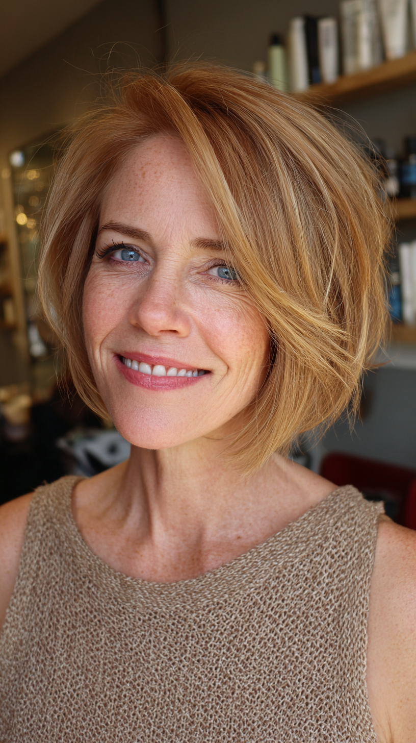 Chic Textured Bob with Side Part