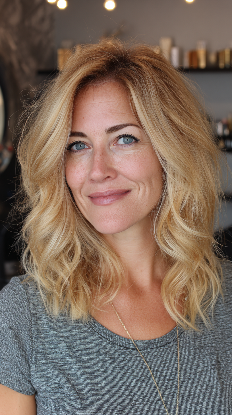Chic Textured Waves with Side Part