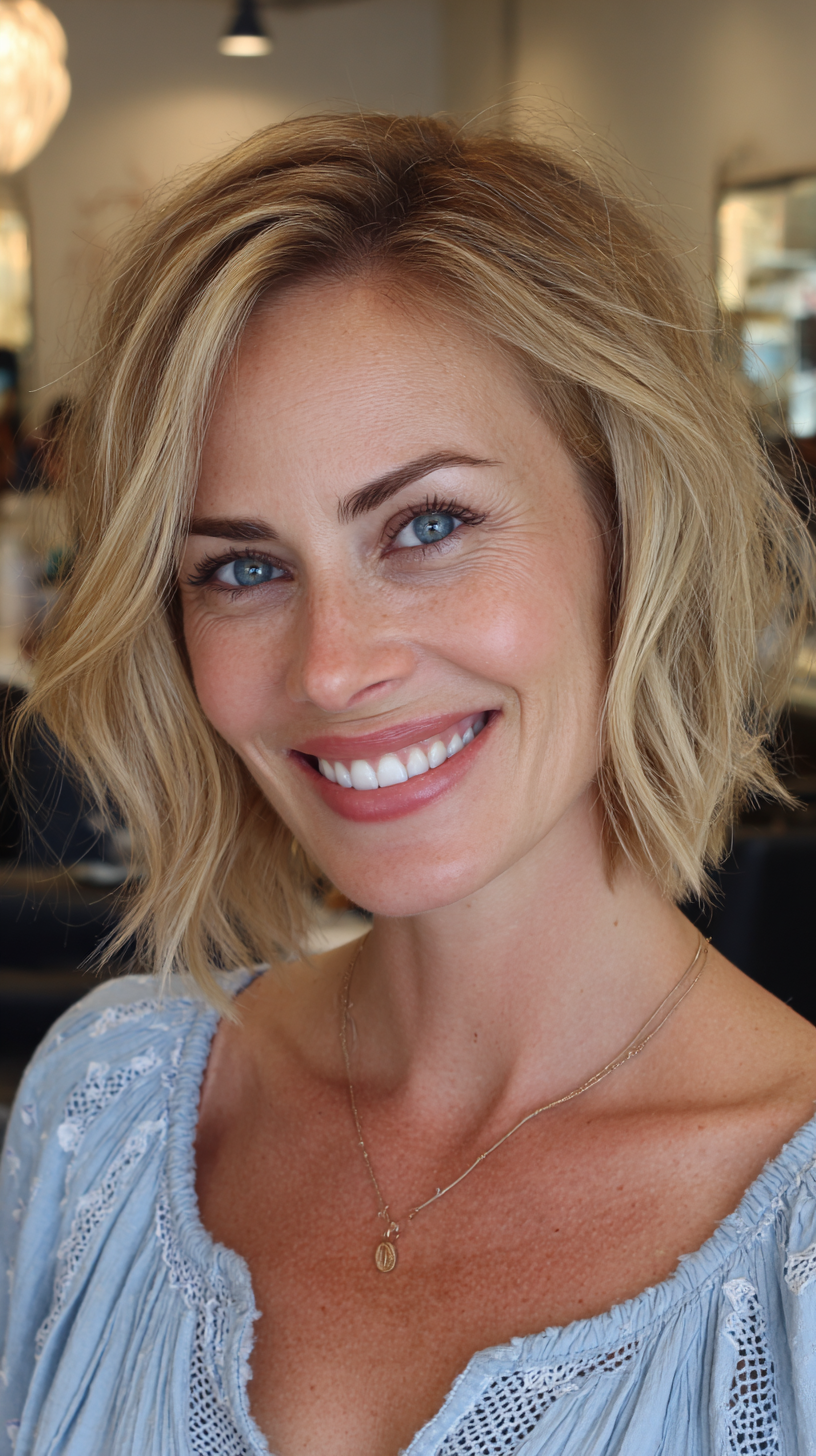 Chic Wavy Bob with Side Part