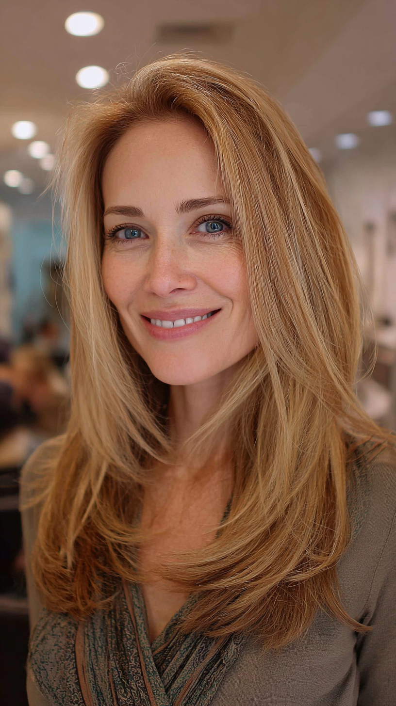 Elegant Long Layered Side Part