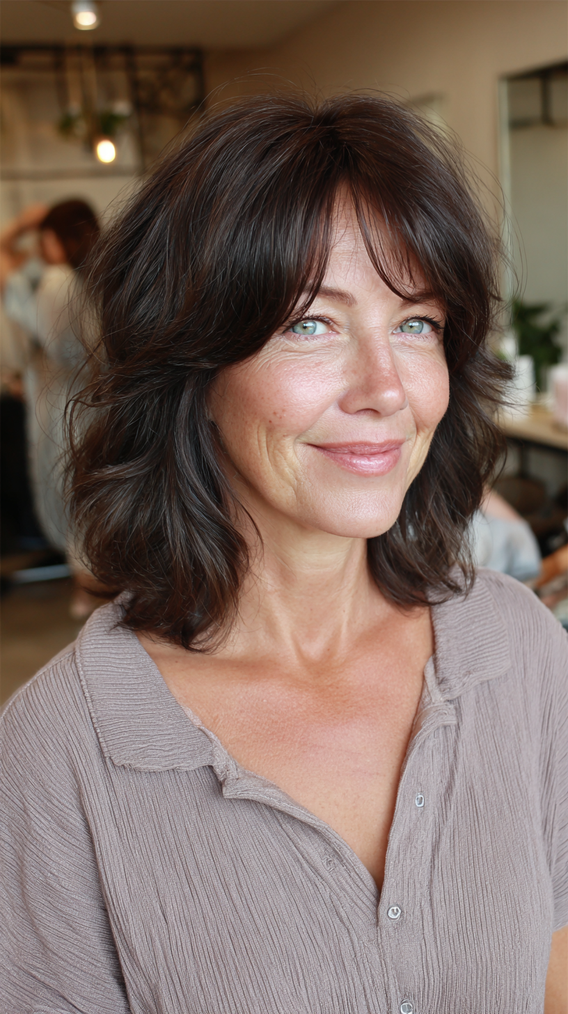 Effortlessly Chic Shaggy Bob with Soft Layers