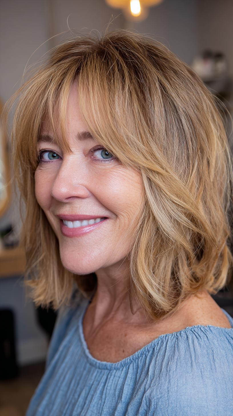 Effortlessly Chic Shaggy Bob with Textured Ends