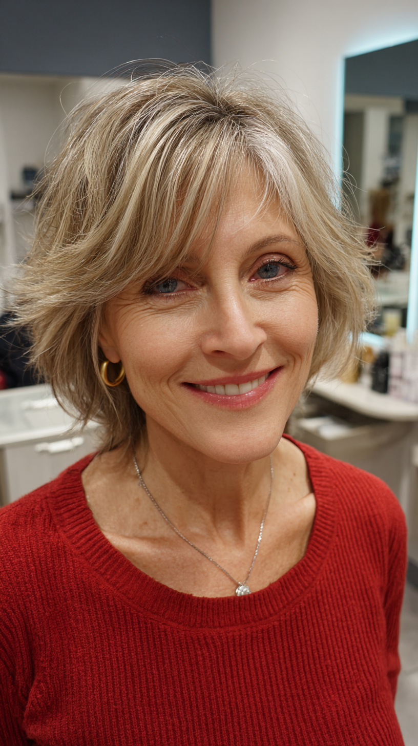 Effortlessly Stylish Long Shag Bob with Subtle Highlights