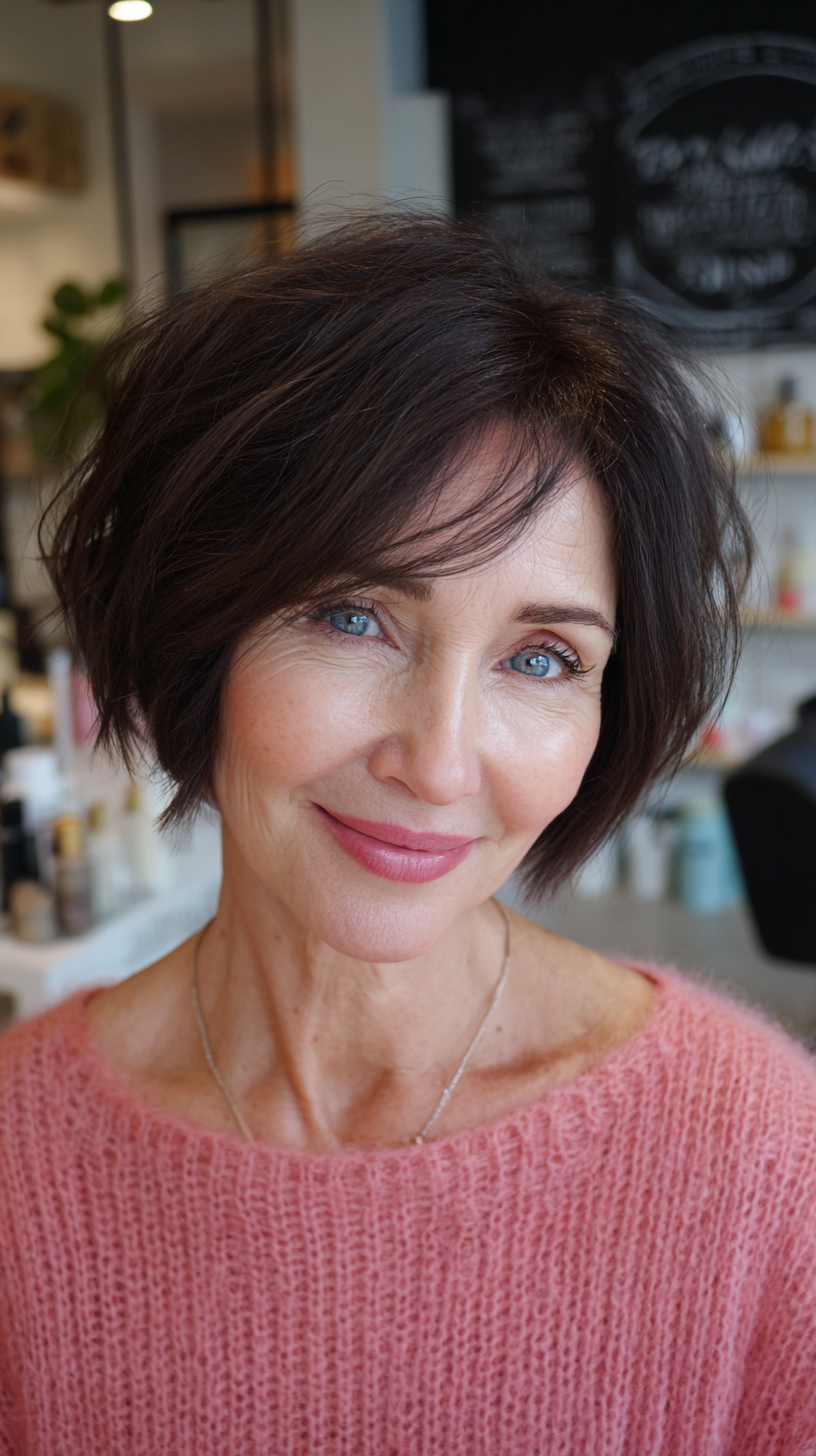 Modern Textured Shag Bob for Mature Women