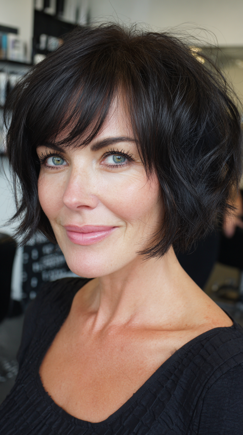 Modern Textured Shag Bob with Soft Bangs
