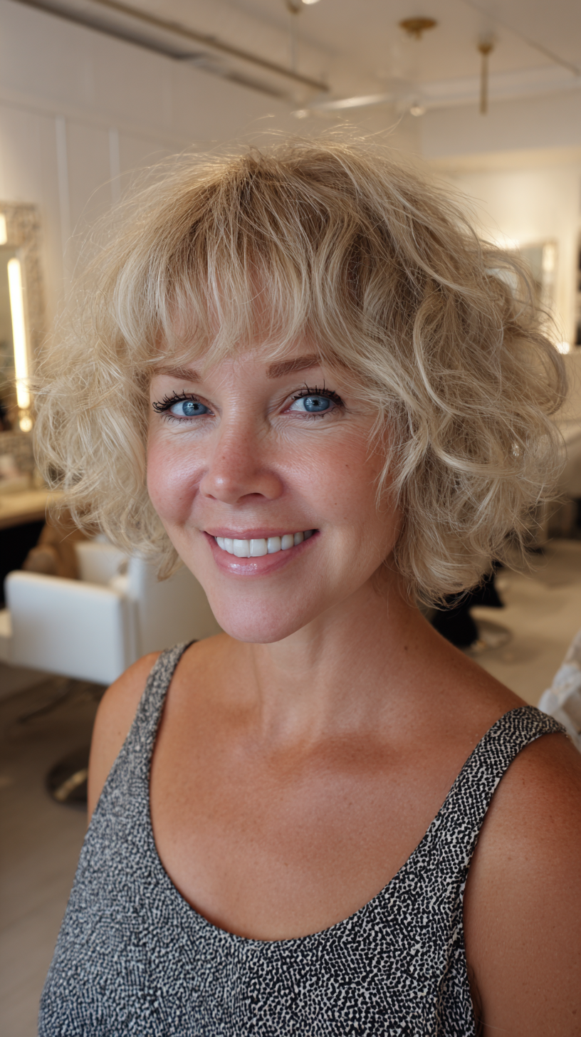 Playful Textured Shag Bob with Defined Curls