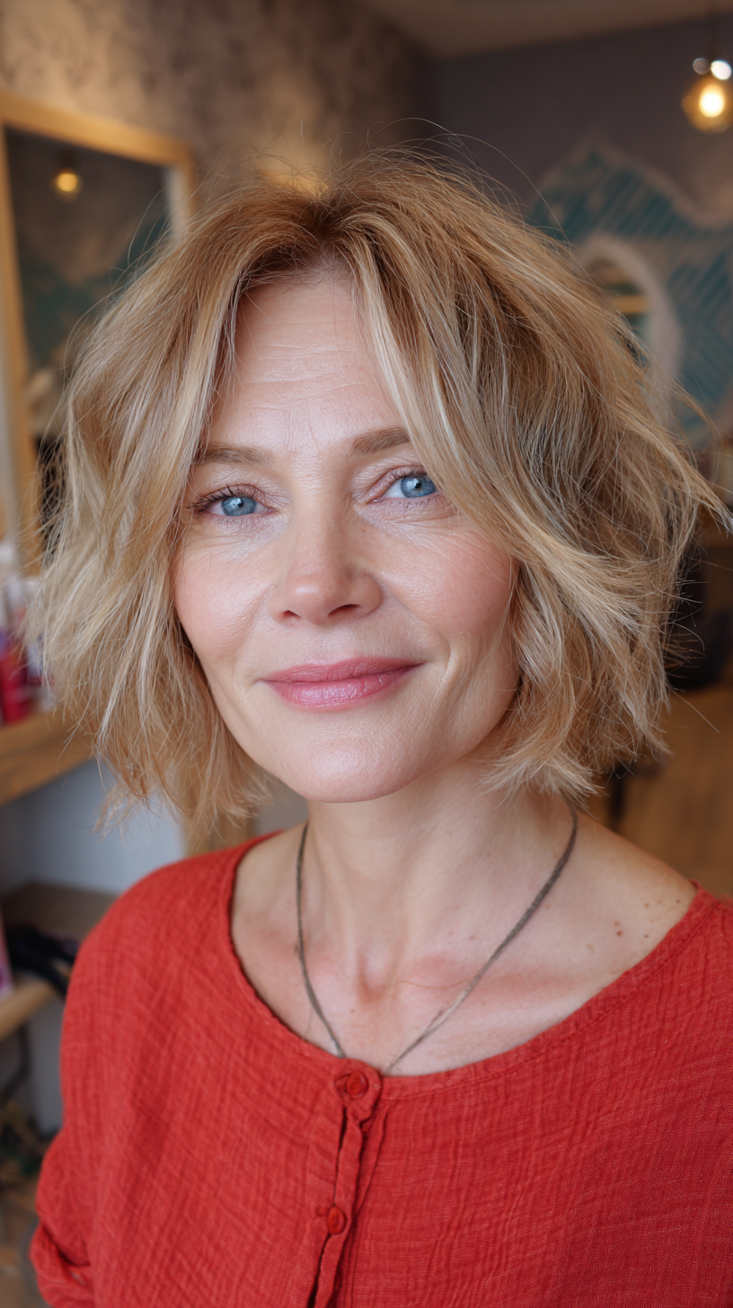 Soft Textured Shag Bob with Subtle Movement