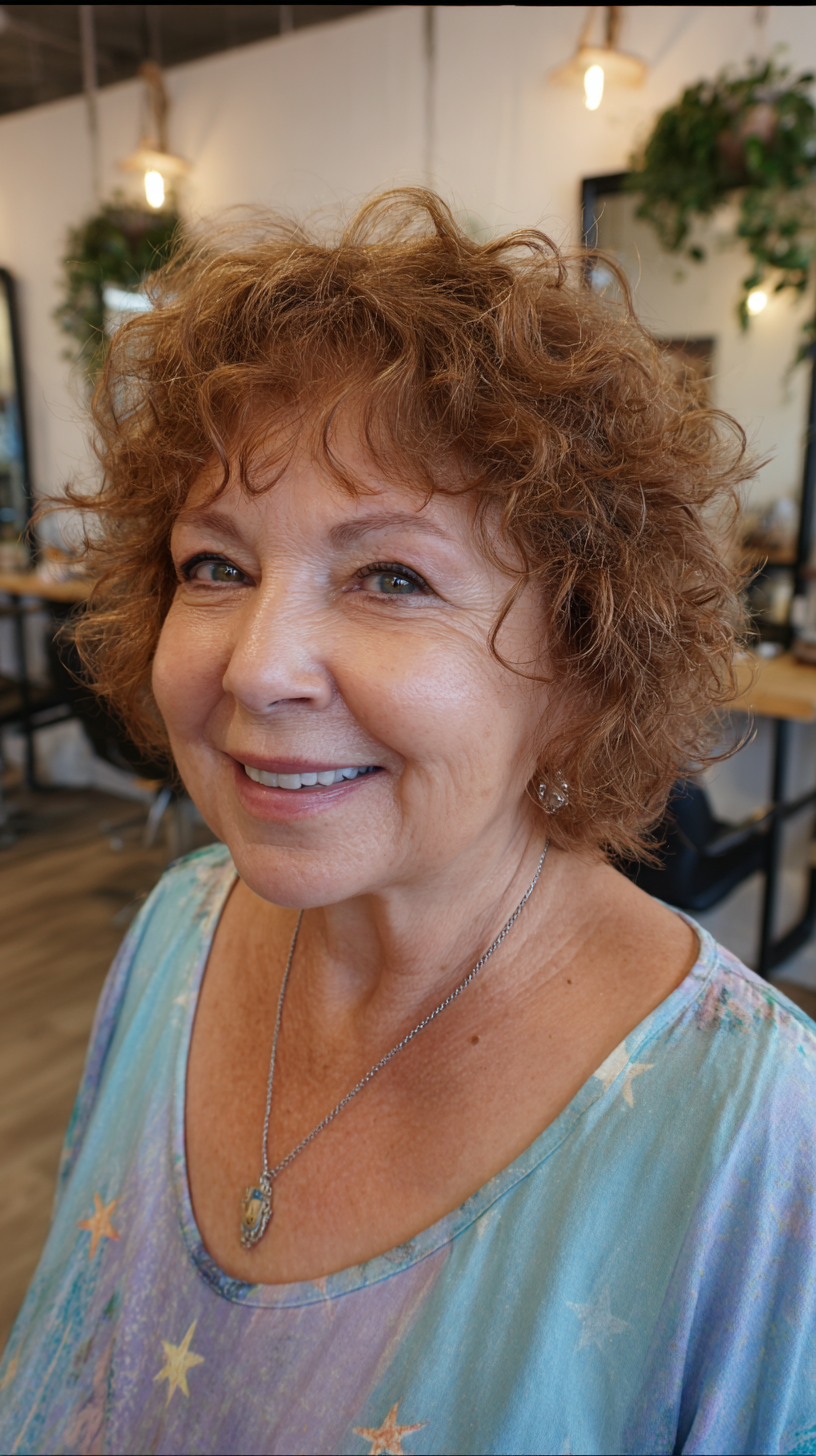 Effortless Curly Short Cut for Plus Size Over 60