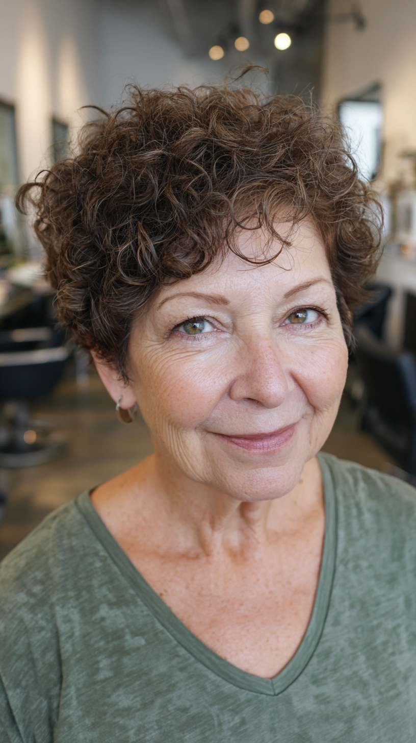 Modern Textured Curly Cut for Plus Size Over 60