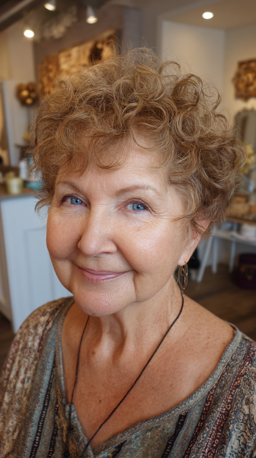 Playful Curly Crop for Plus Size Over 60