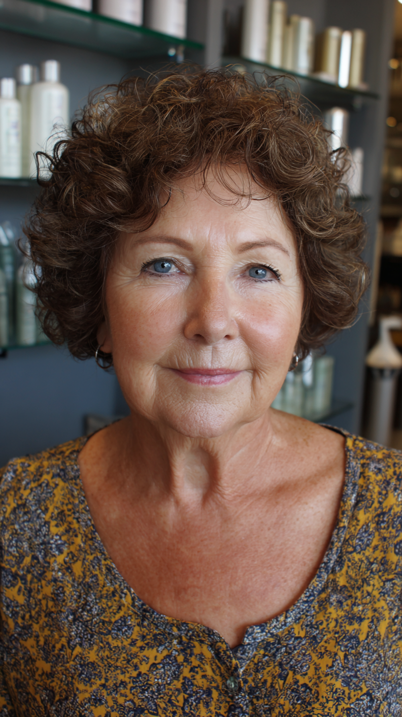 Textured Curly Bob for Plus Size Over 60