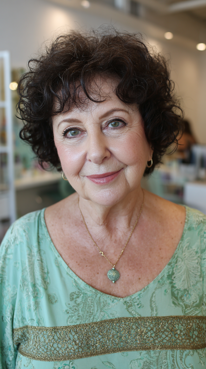 Textured Curly Short Cut for Plus Size Over 60