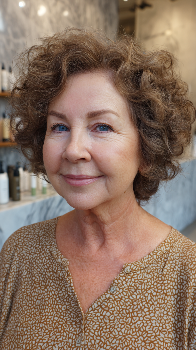 Textured Short Curly Cut for Plus Size Over 60