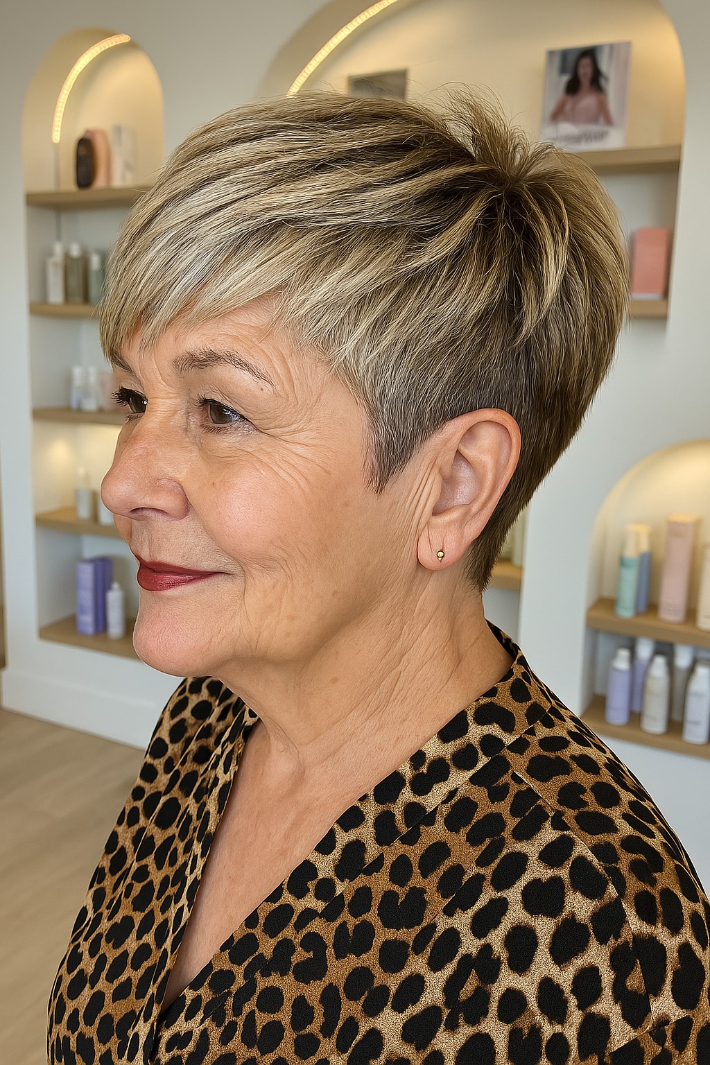Chic Textured Pixie Cut with Subtle Highlights
