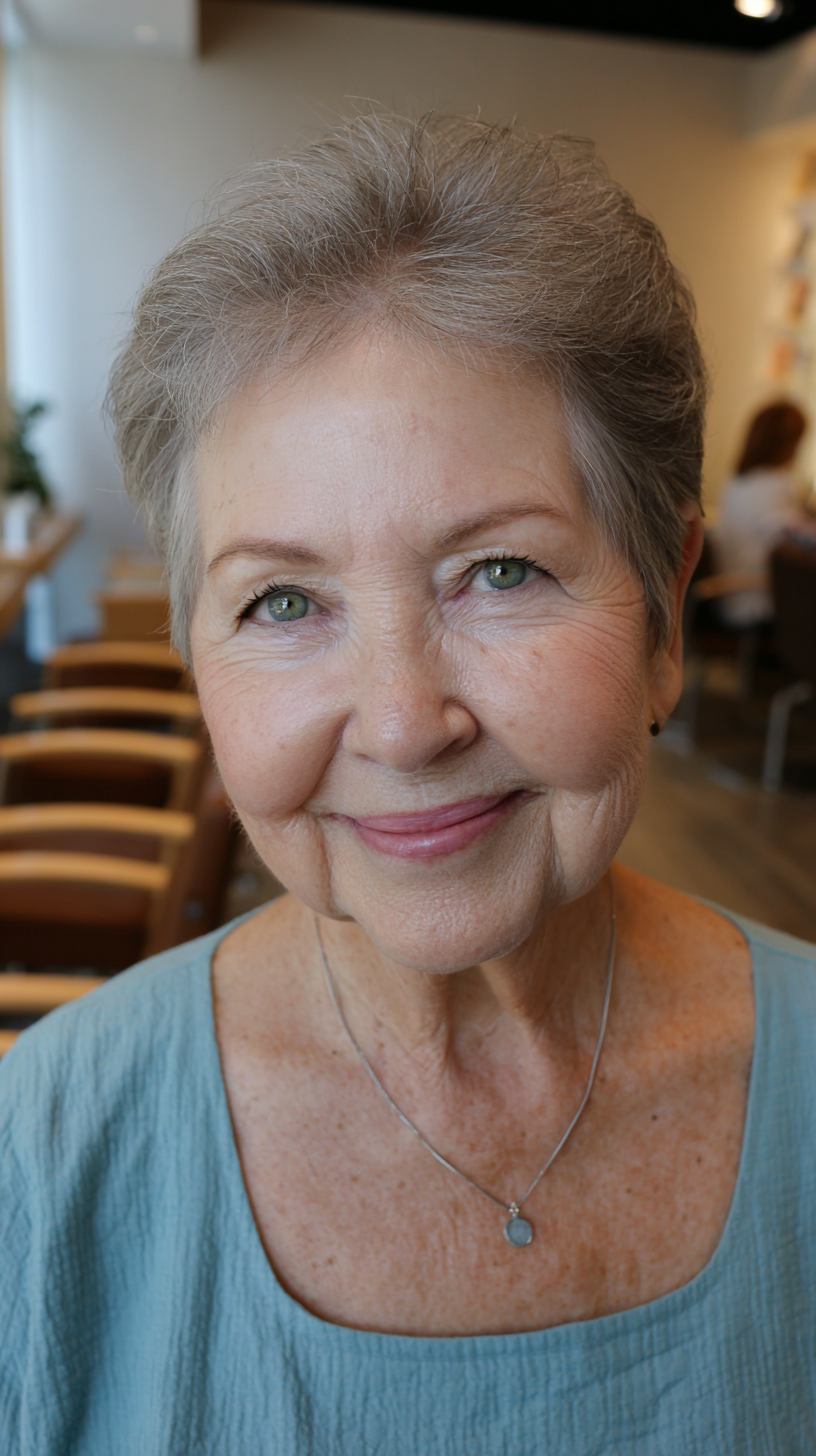Elegant Grey Pixie Cut with Soft Layers