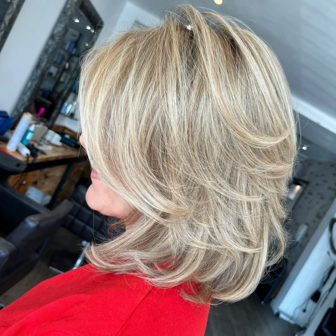 Layered Soft Blonde Bob with Textured Ends