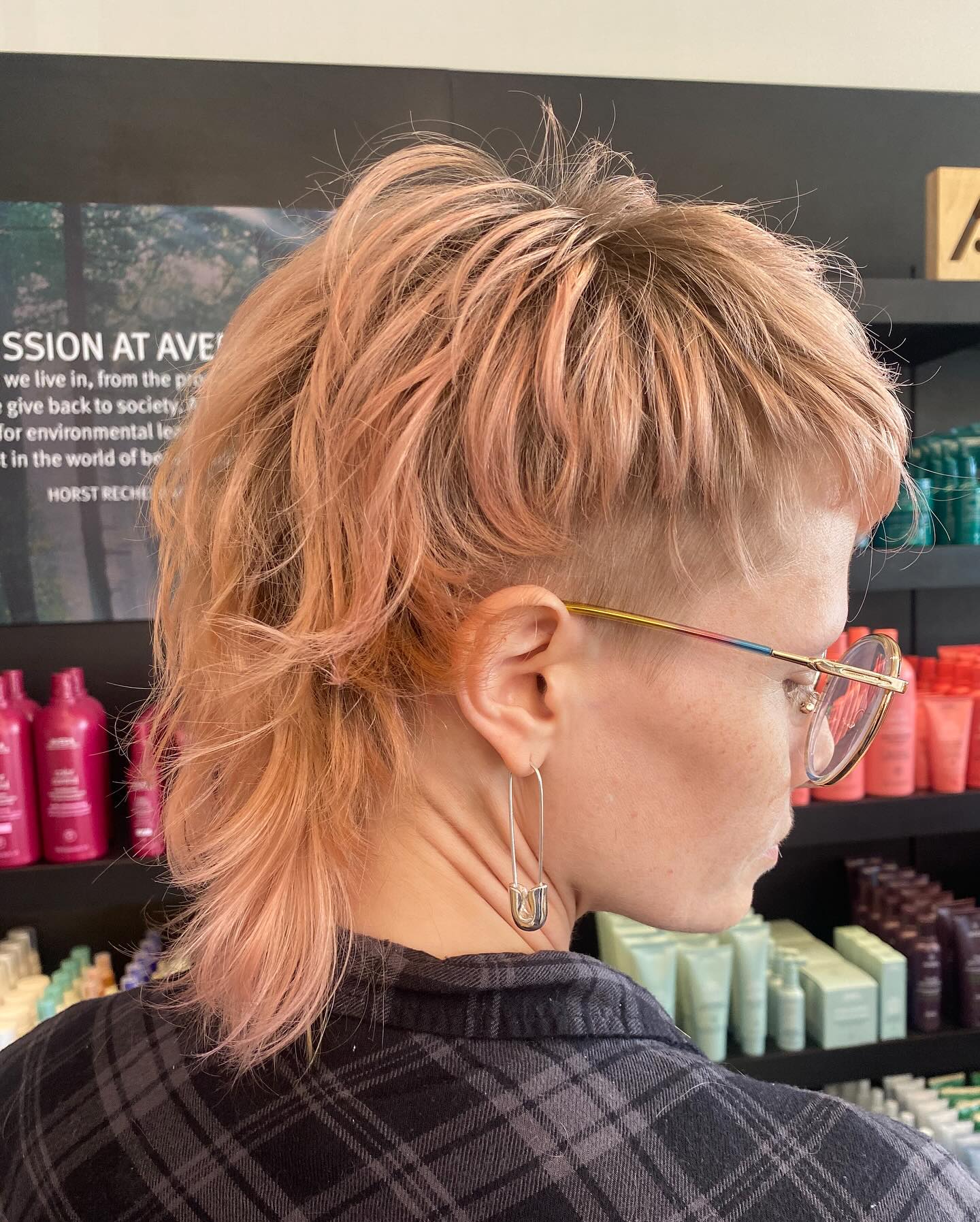 Playful Asymmetrical Shag with Soft Peach Tones