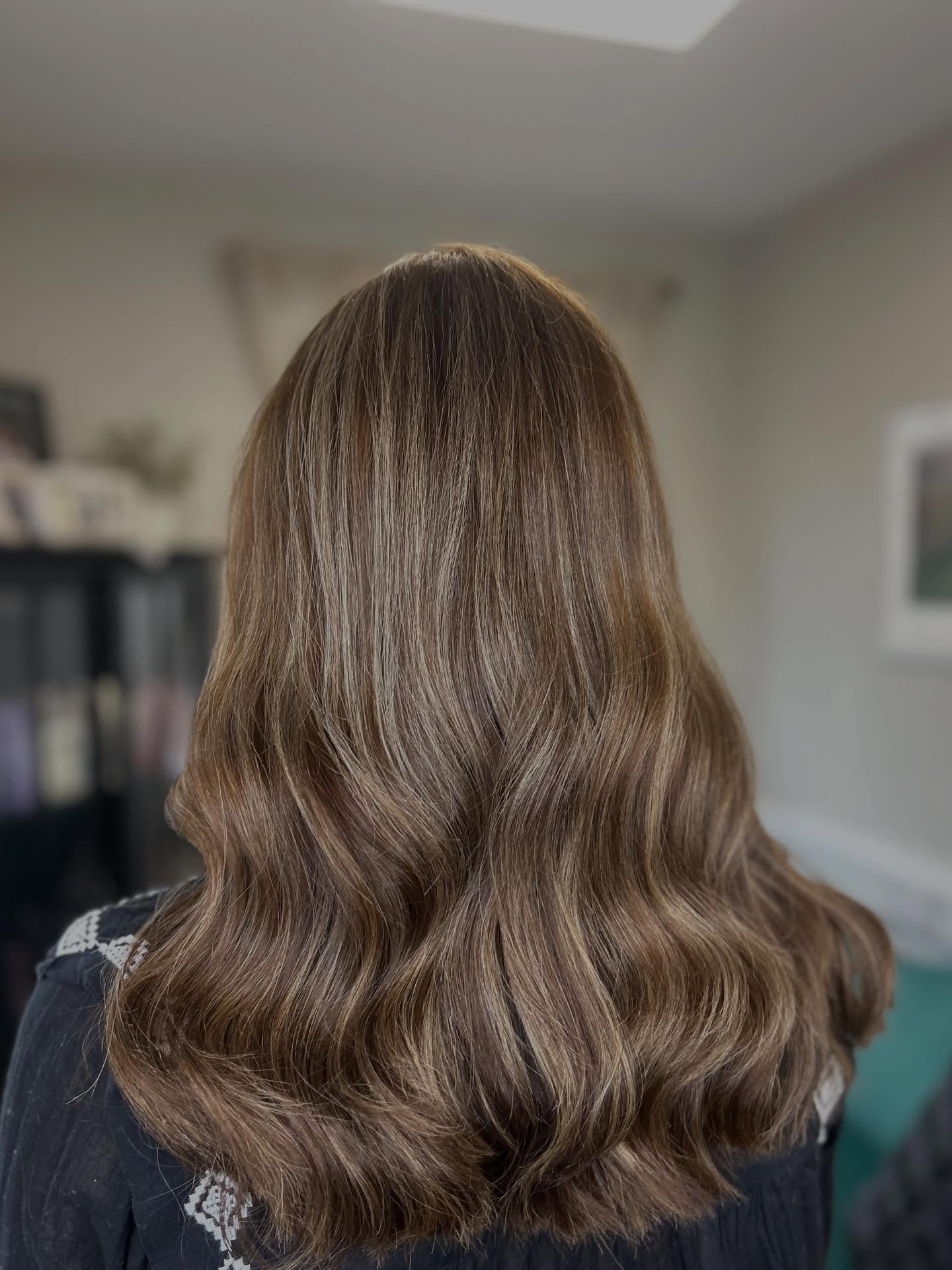 Soft Brunette Layers with Sun-Kissed Blonde Highlights