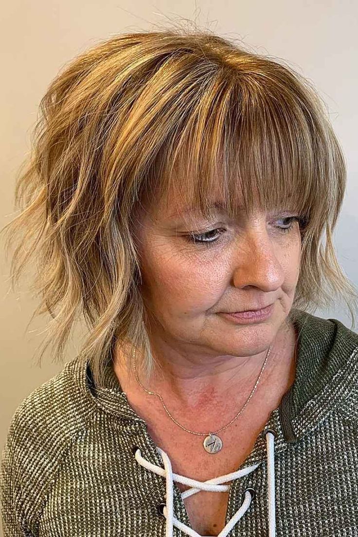 Textured Choppy Bob with Bangs
