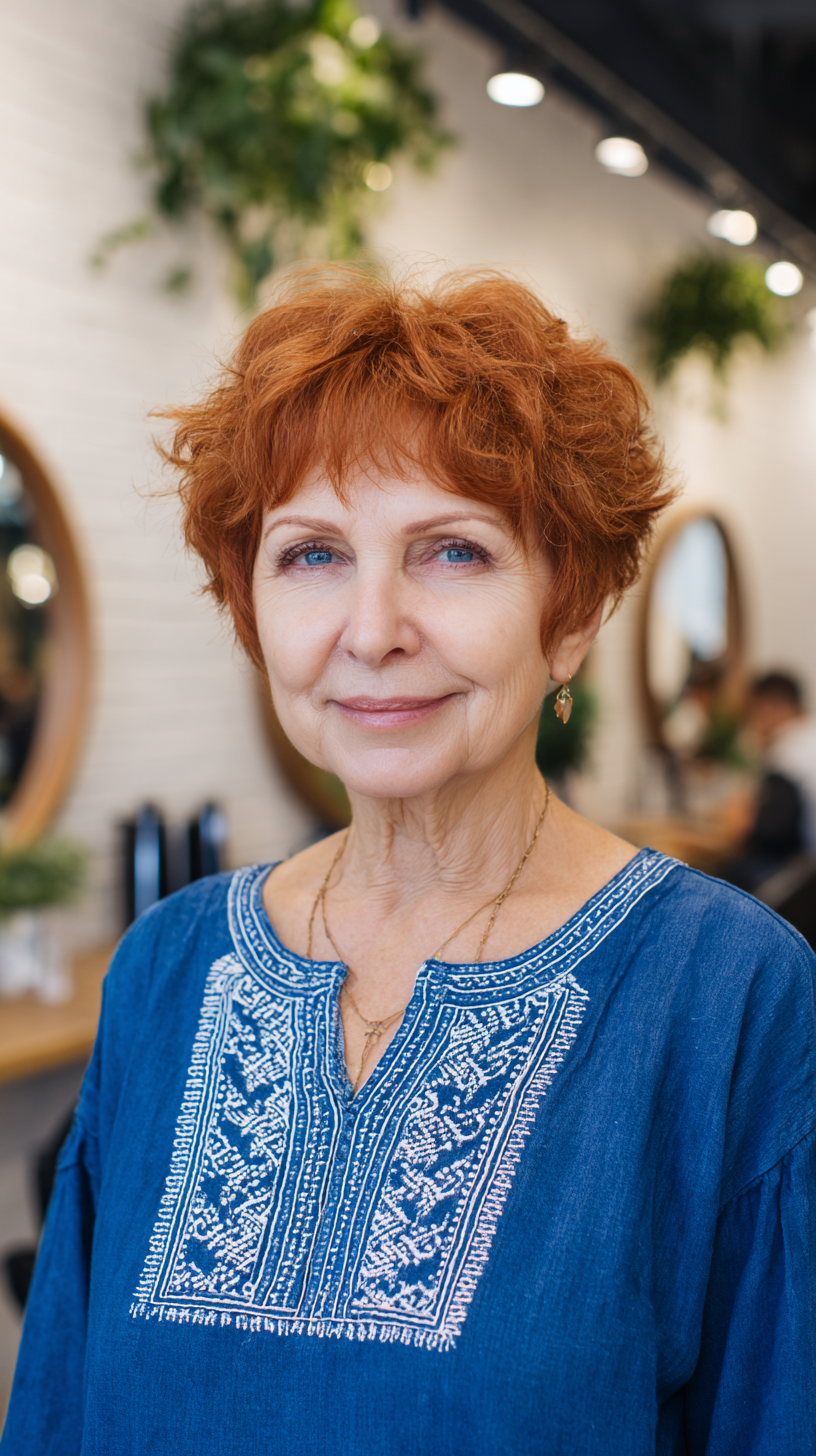Textured Copper Pixie Cut with Soft Volume