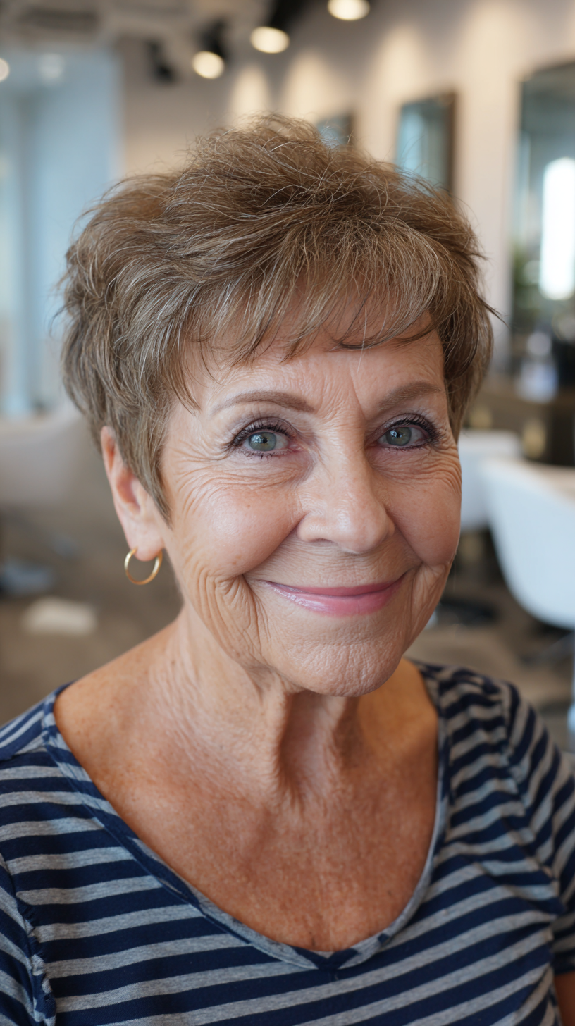 Textured Pixie Cut with Soft Volume for Mature Women