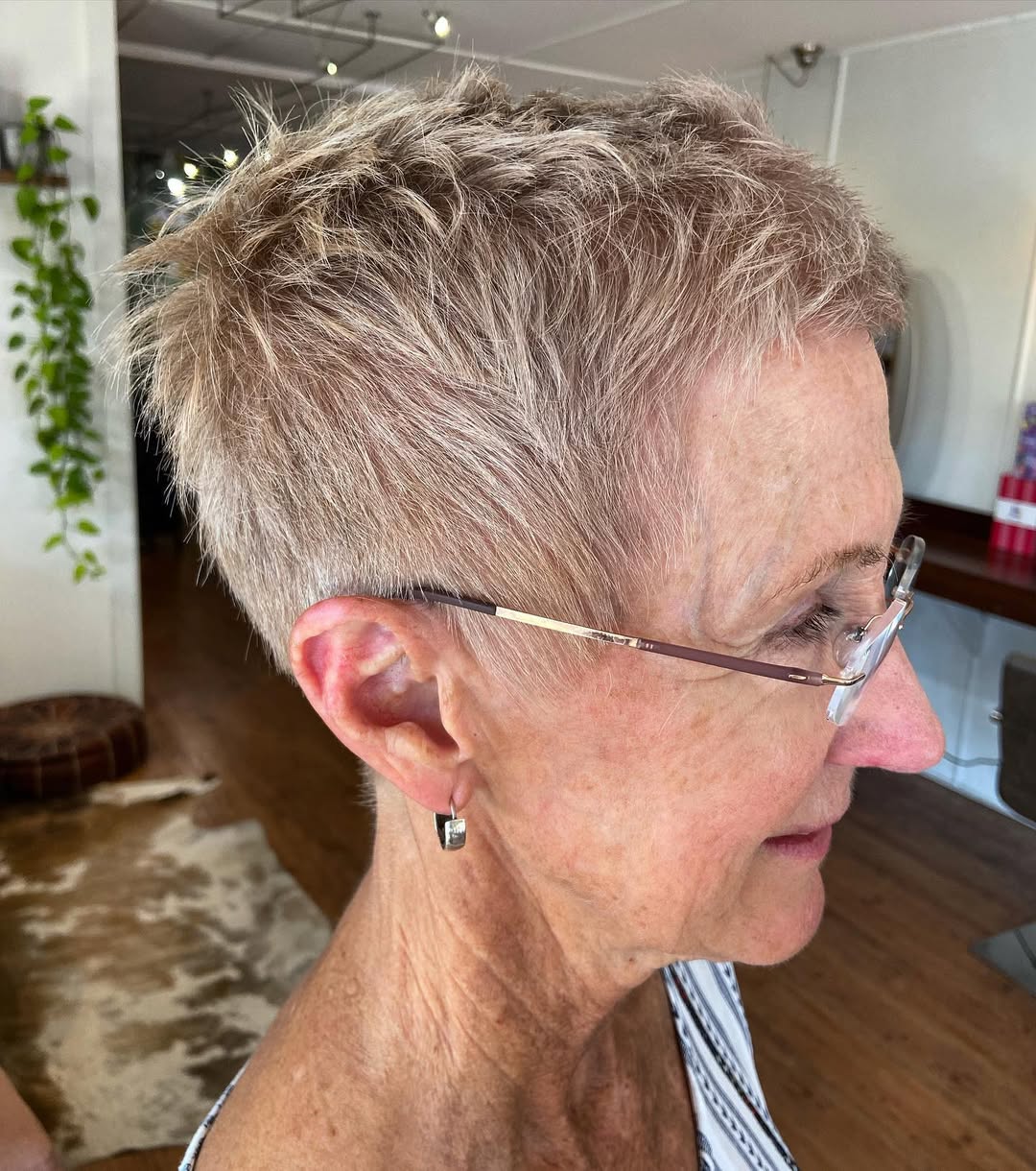 Textured Short Pixie Cut with Subtle Highlights