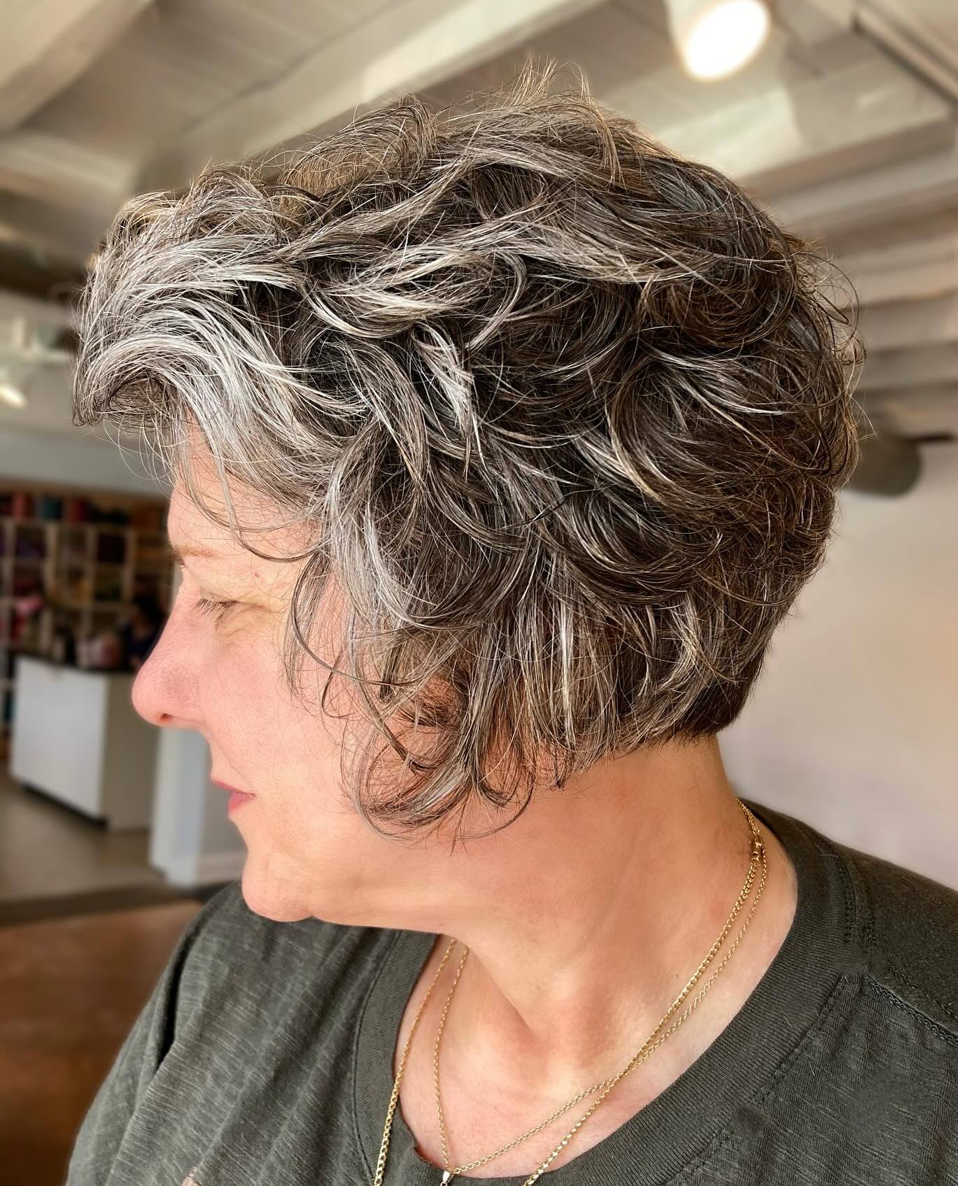 Textured Silver Pixie Cut with Soft Waves