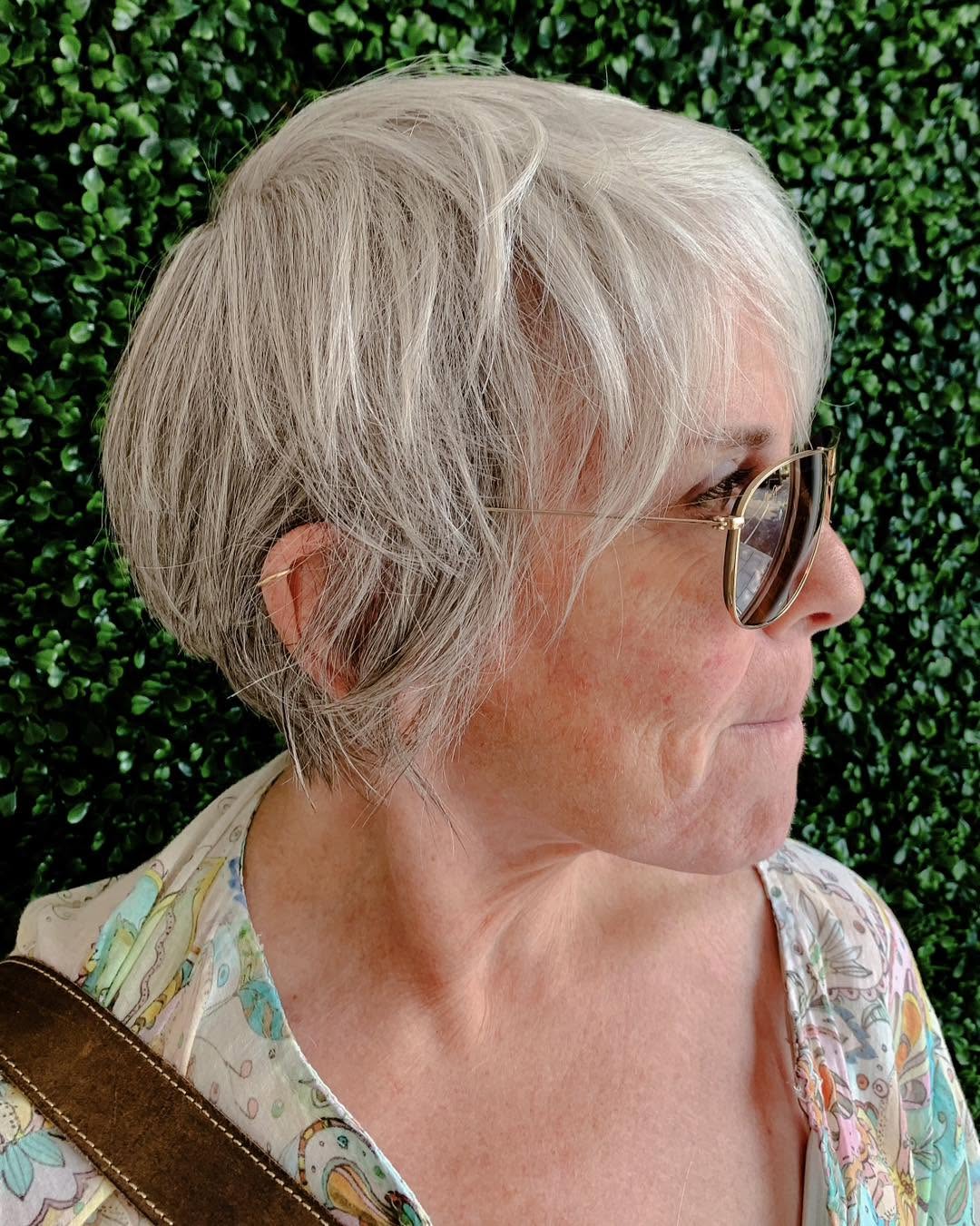 Textured Silver Pixie with Soft Layers