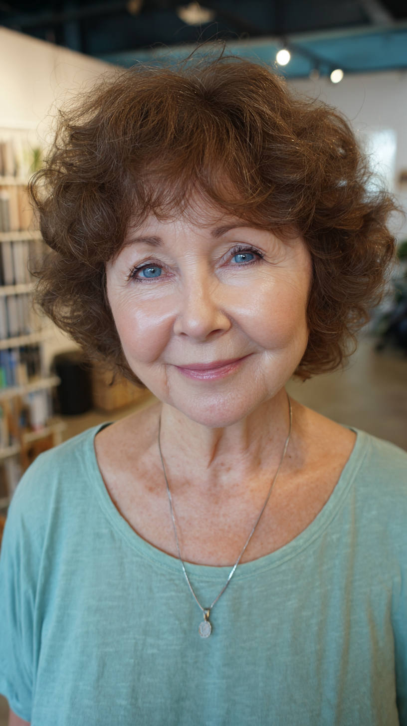 Charming Curly Short Cut with Full Volume for Plus Size Over 60