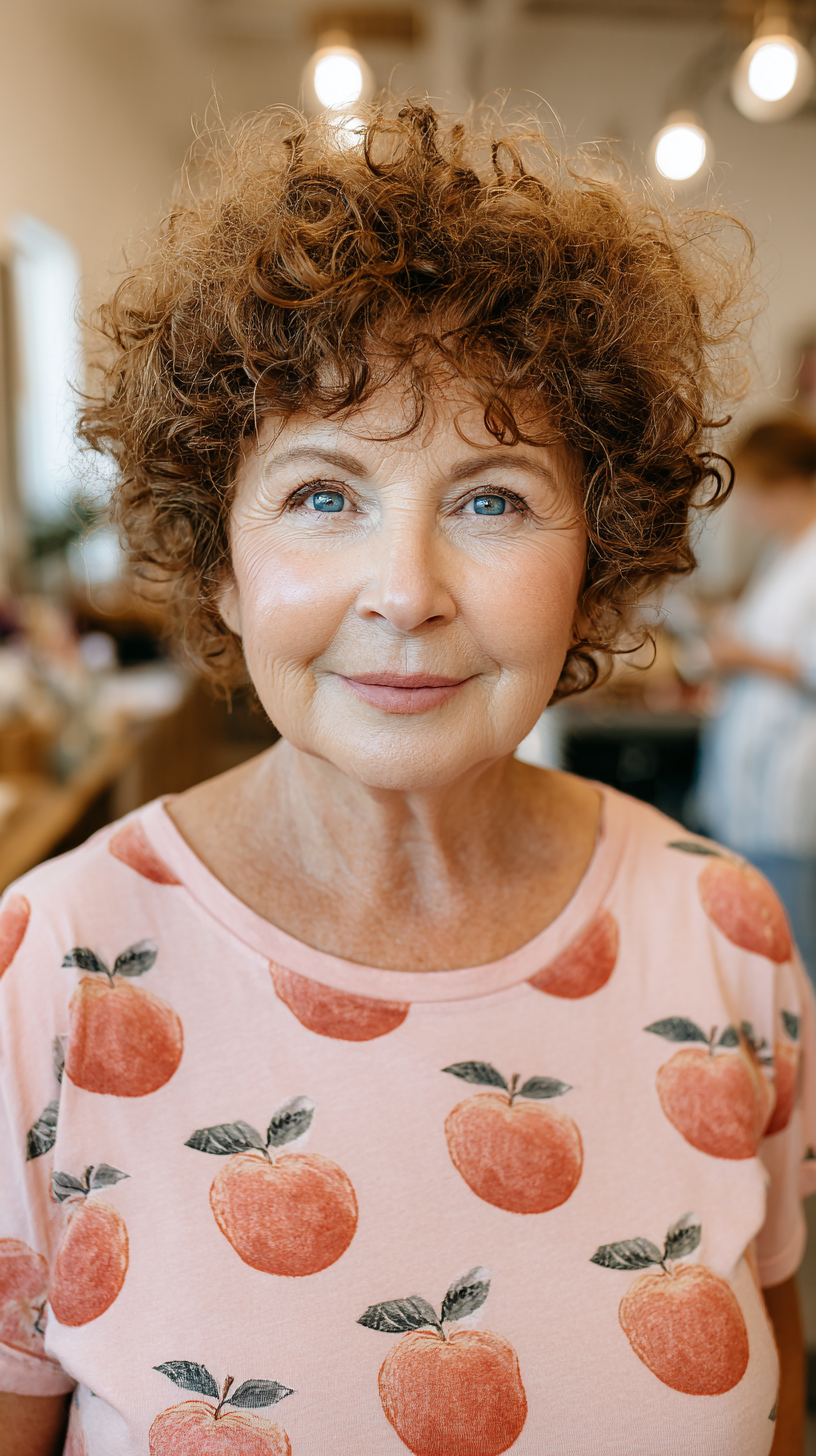 Charming Curly Short Cut with Playful Volume for Plus Size Over 60