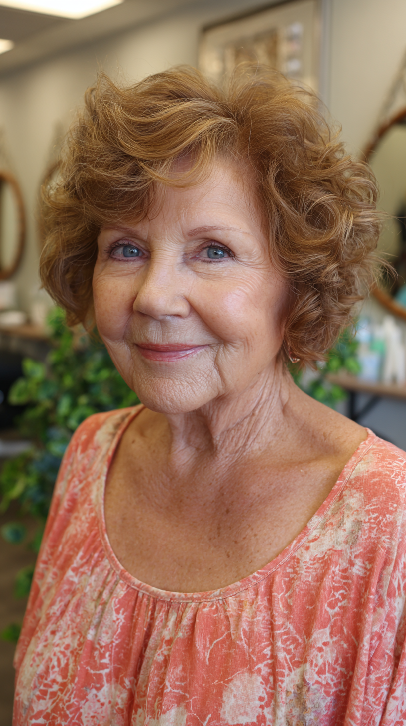 Charming Curly Short Style for Plus Size Over 60