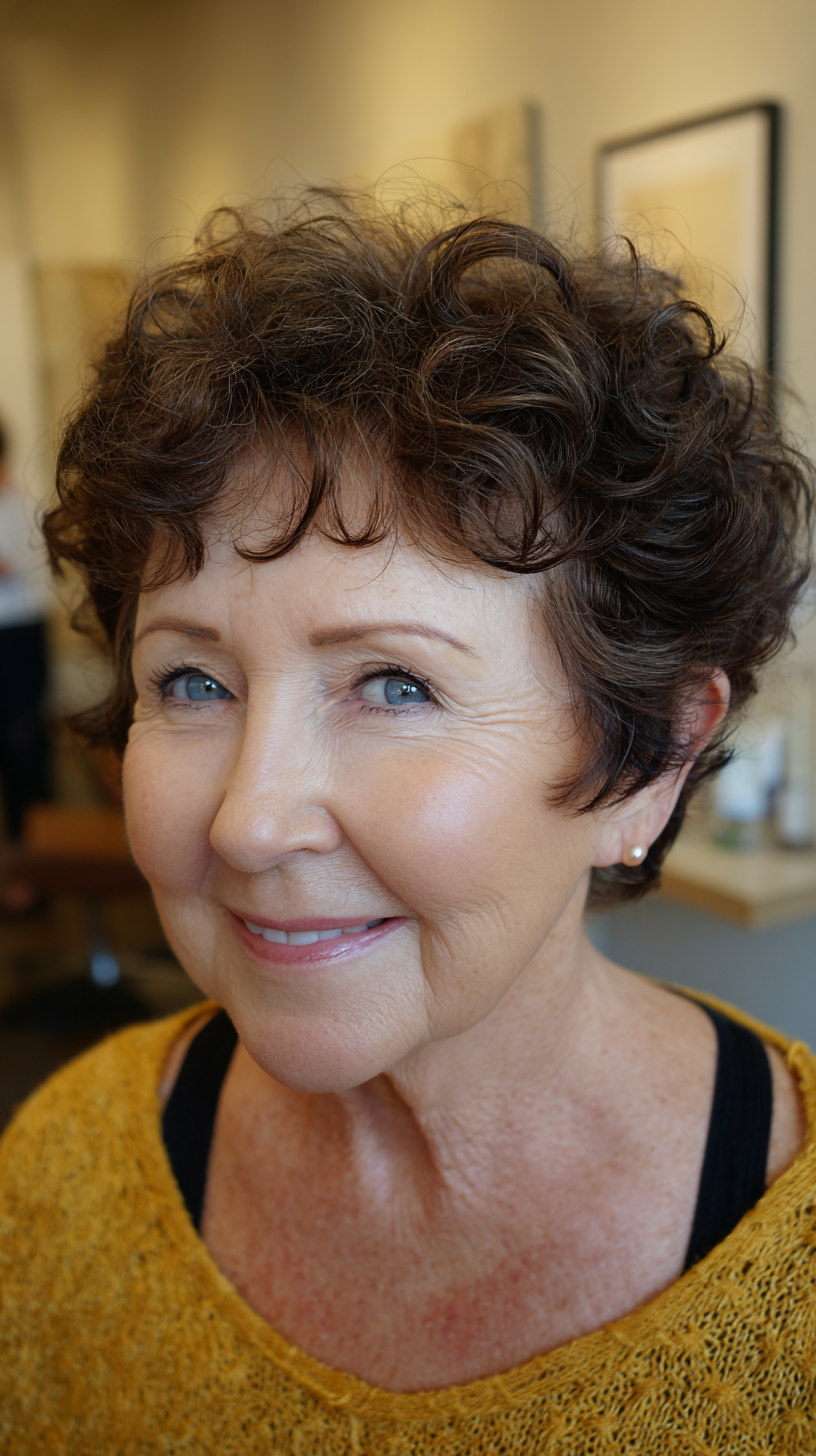 Charming Curly Short Style with Defined Volume for Plus Size Over 60