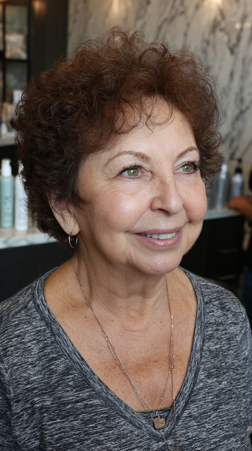 Chic Curly Short Cut with Defined Layers for Plus Size Over 60