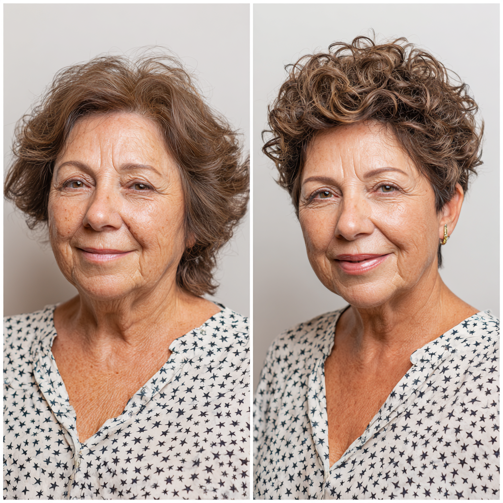 Defined Curly Short Cut with Volume for Plus Size Over 60