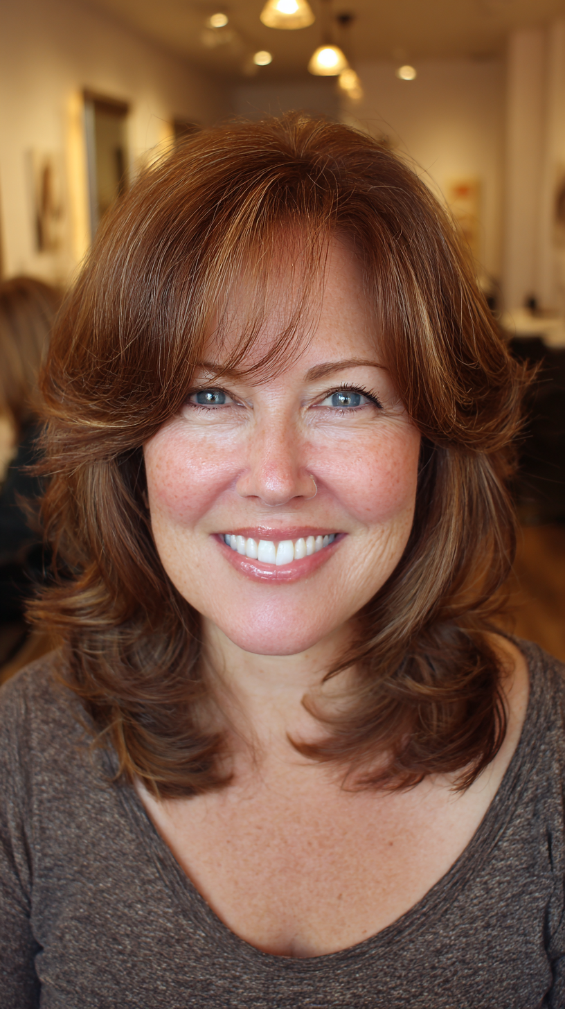 Softly Textured Long Layers with Side Bangs