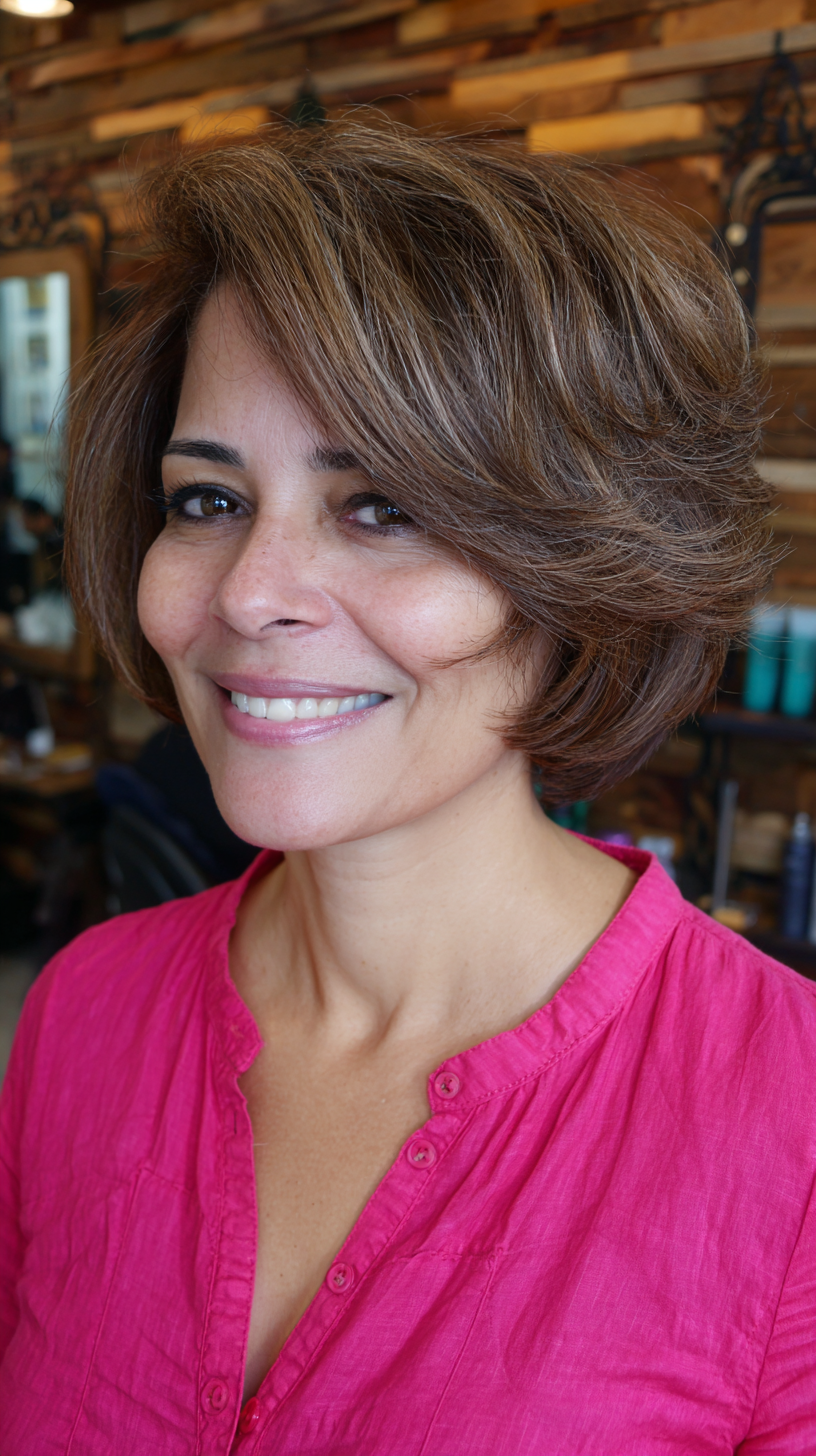 Textured Short Bob with Flattering Side Bangs