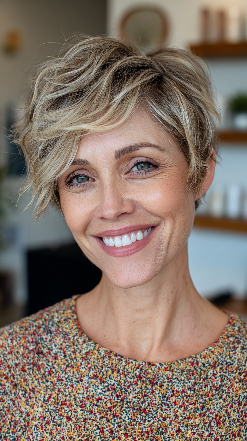 Textured Short Cut with Soft Side Bangs