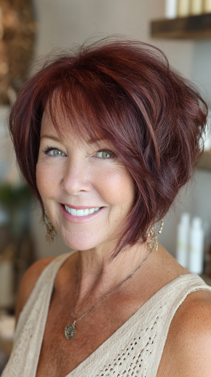 Vibrant Textured Bob with Side Bangs