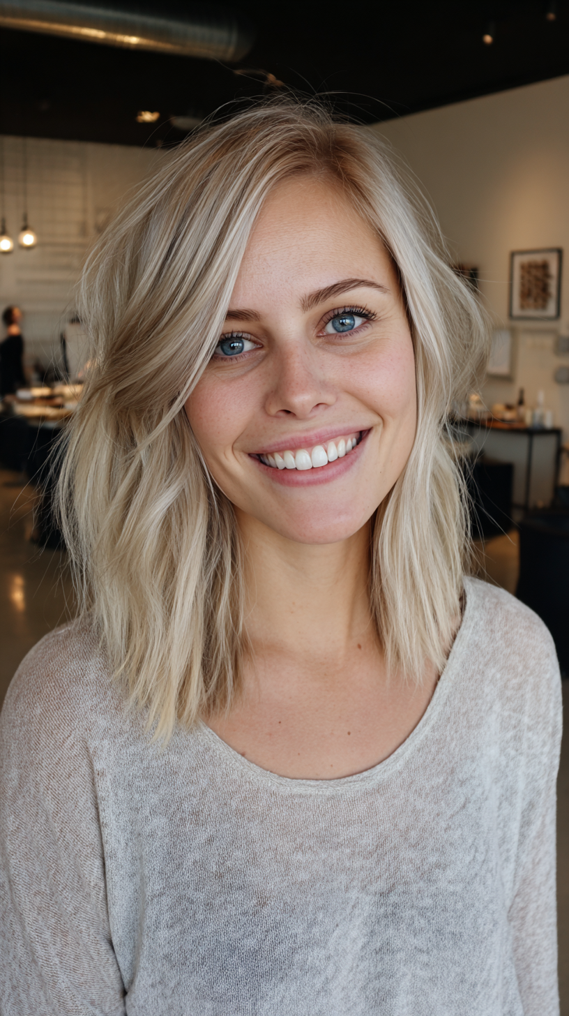 Casual Textured Shoulder-Length Side Part with Soft Layers